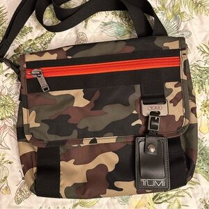 Tumi Messenger Bag with Orange Zipper Accent